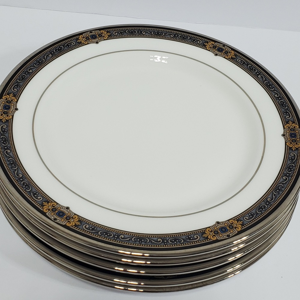 Lenox Vintage Jewel Bread Plate Set 5 White Black Classics Collection
